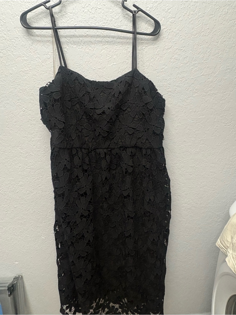 Black Lace Midi Dress with Spaghetti Straps